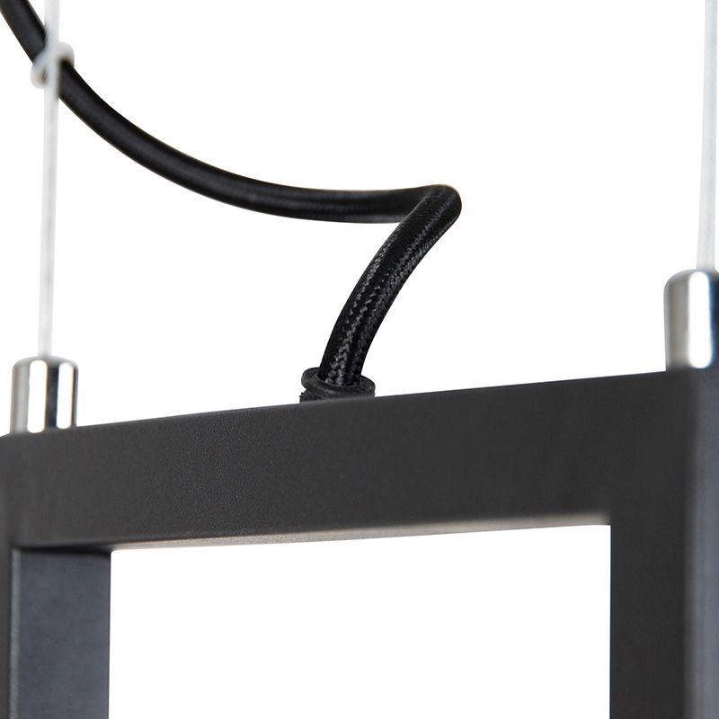 Industriële hanglamp zwart met gaas 4-lichts - Cage Rack