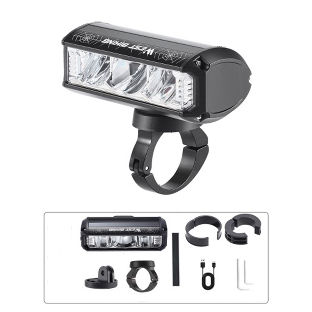 4000mAh Wiederaufladbares Aluminium USB Fahrrad Licht Velo LED Warnlicht IPX4 (1750 Lumen) - Schwarz