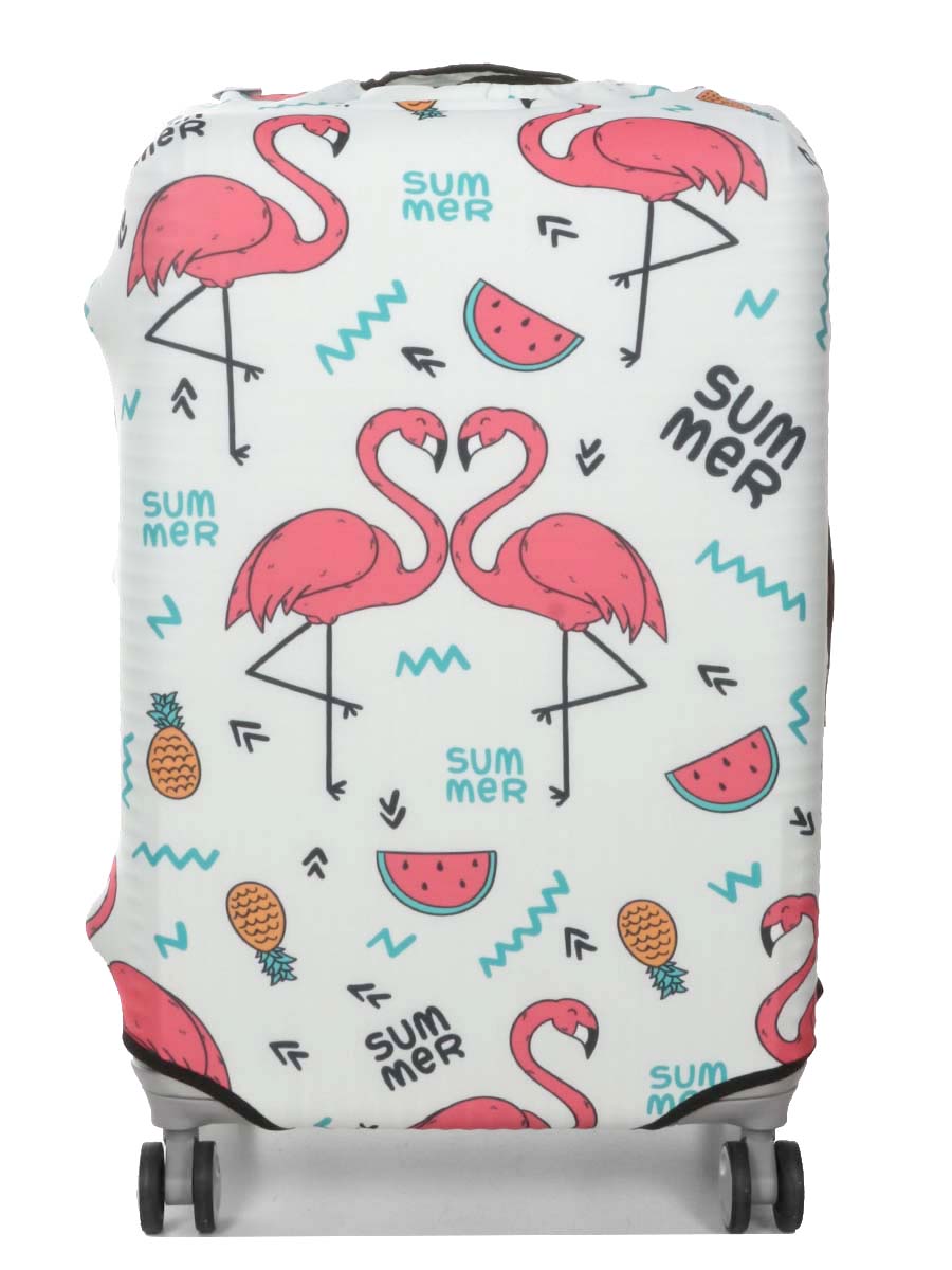 Housse de valise Periea White with Summer Flamingos M