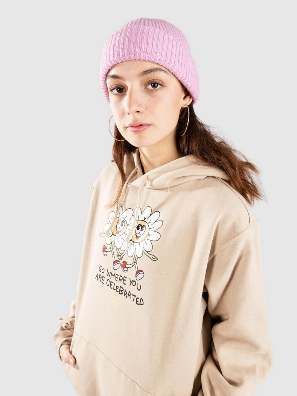 Petals and Peacocks Celebrated Hoodie sand