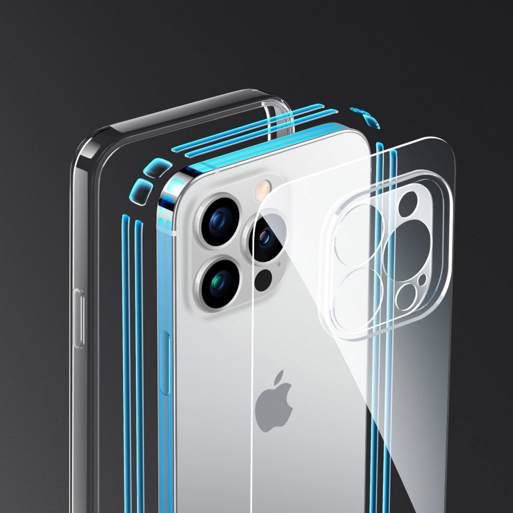 iPhone 14 Pro Ice Shield Series Hybrid Hülle TPU Bumper Glas Rückseite - Transparent