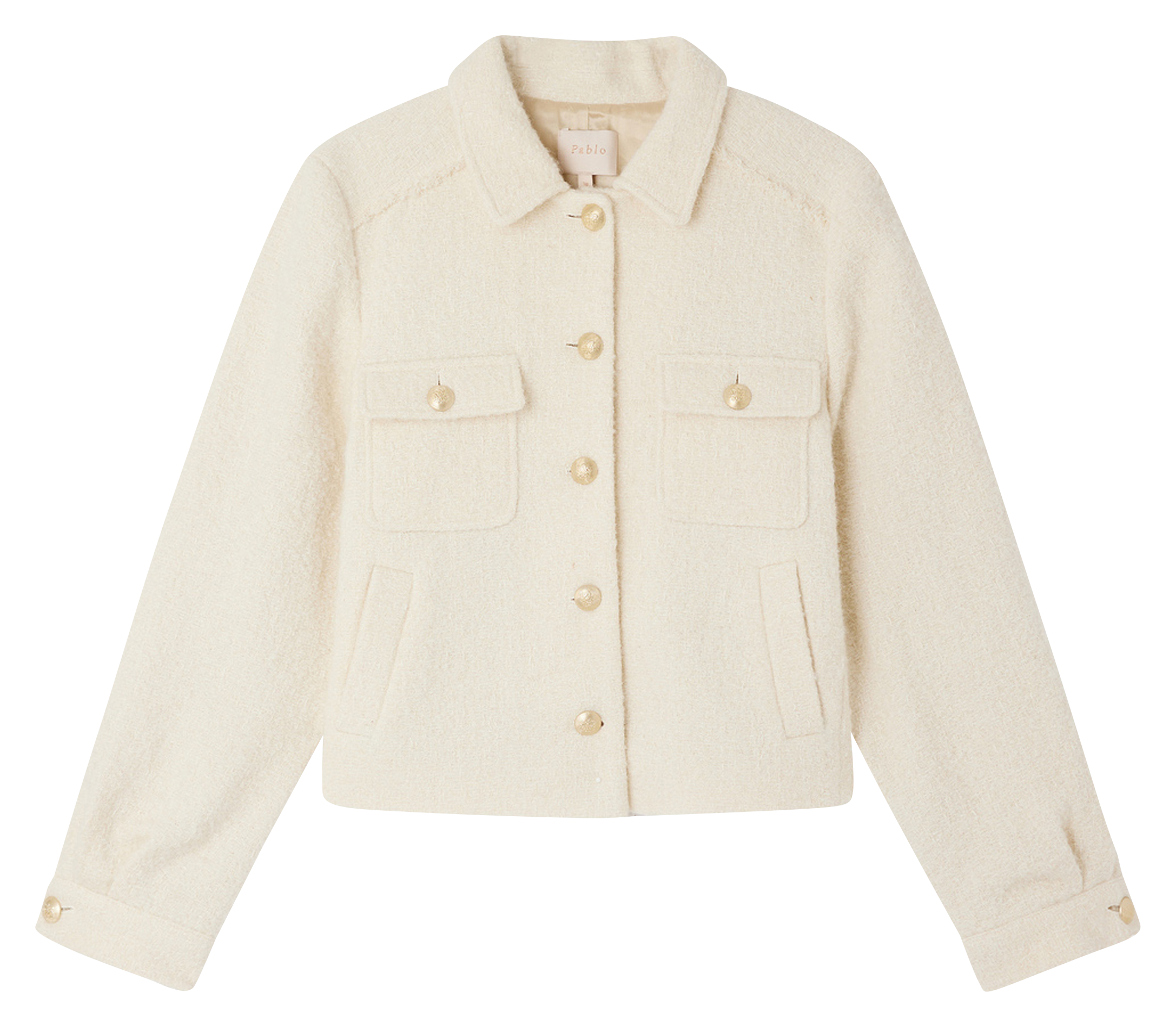 MARGUERITE - Veste courte en coton et laine mélangés | Beige