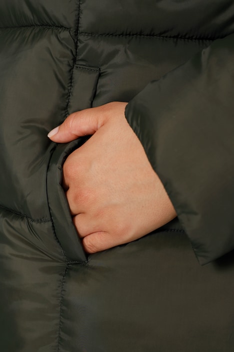 Steppjacke, abnehmbarer Webpelz-Kragen, Zipper