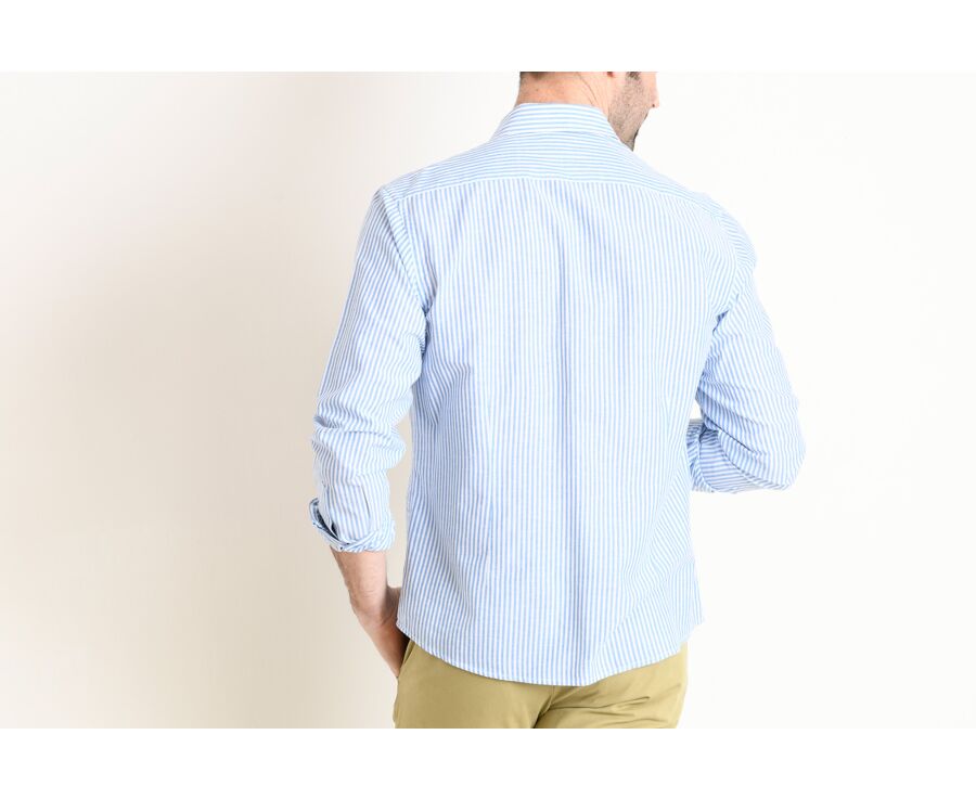 Chemise coton et lin rayures bleues et blanches - EDIBERT