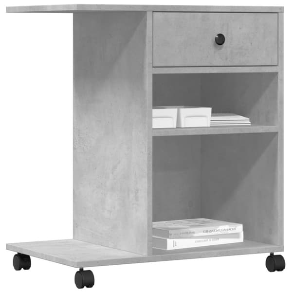 vidaXL Skriverstativ med hjul betonggrå 60x40x68,5 cm