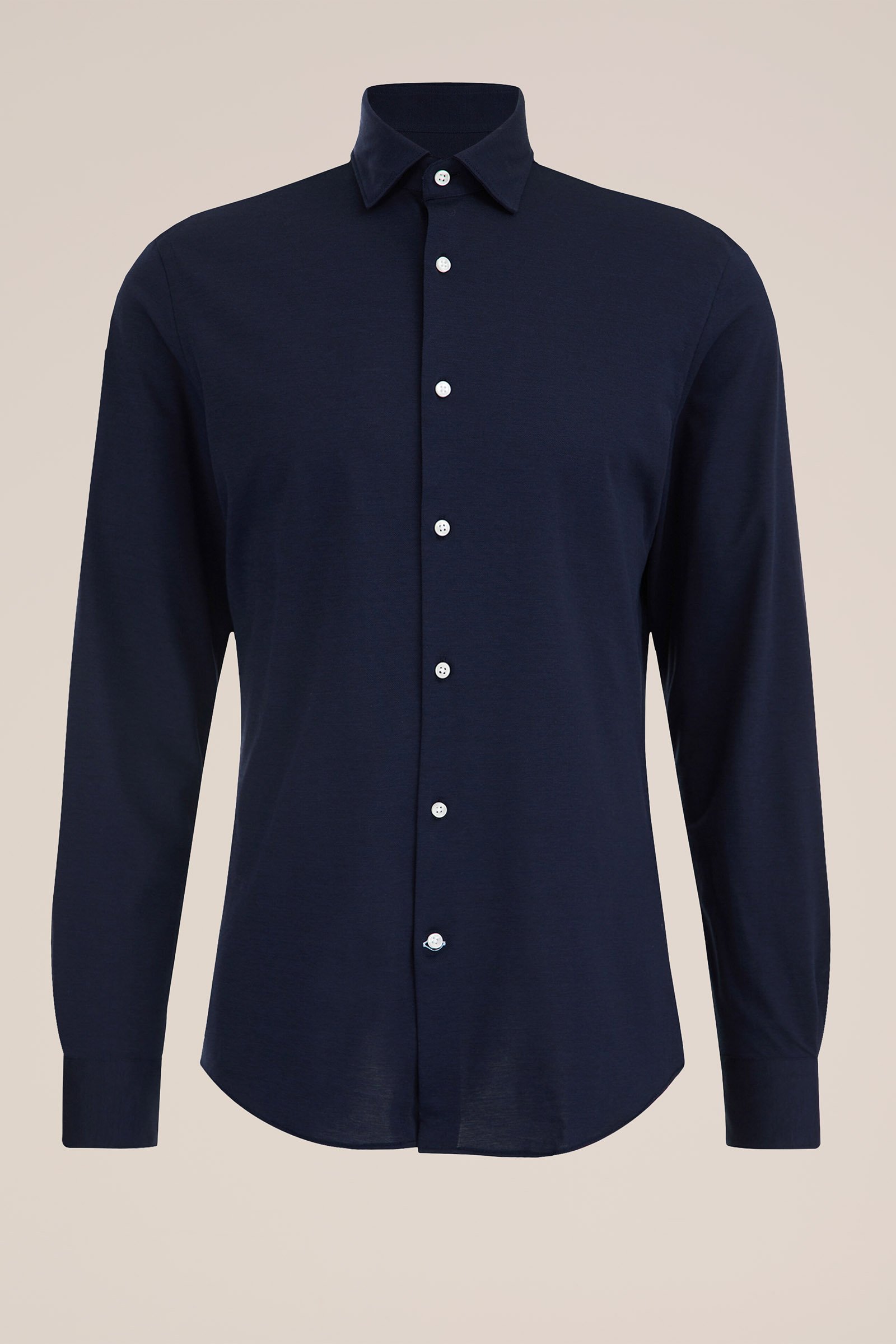 slim fit pique jersey overhemd WE Fashion Donkerblauw
