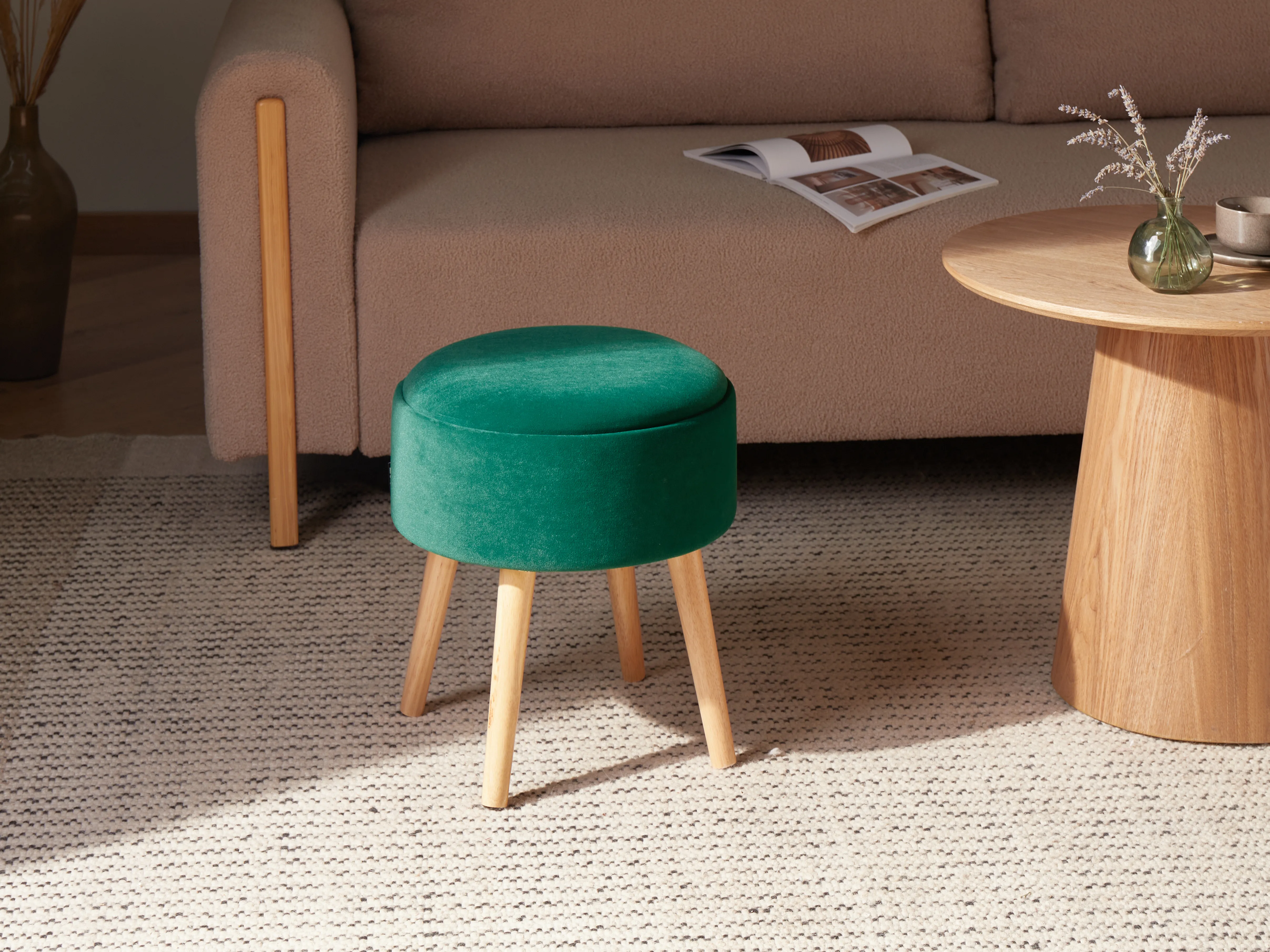 Hocker met opbergruimte NEELY Fluweel Smaragdgroen