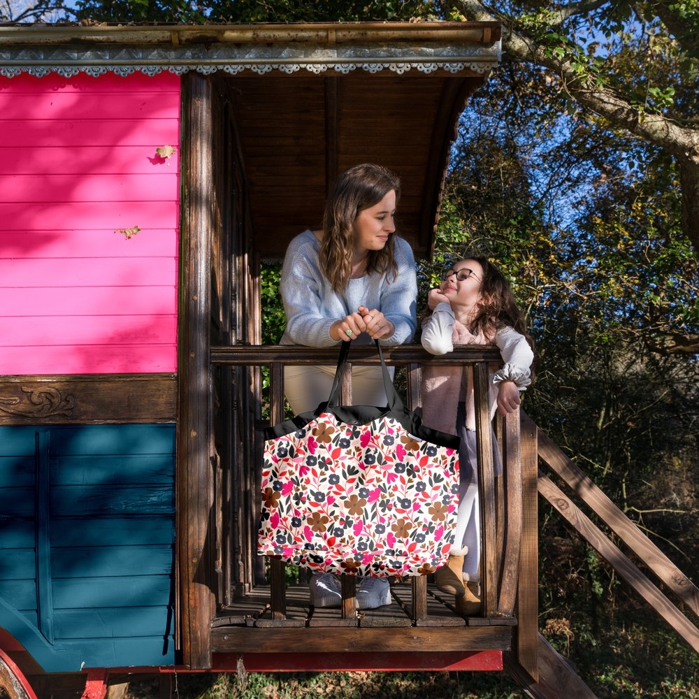 Grand Sac Cabas En Tissu Champ Floral