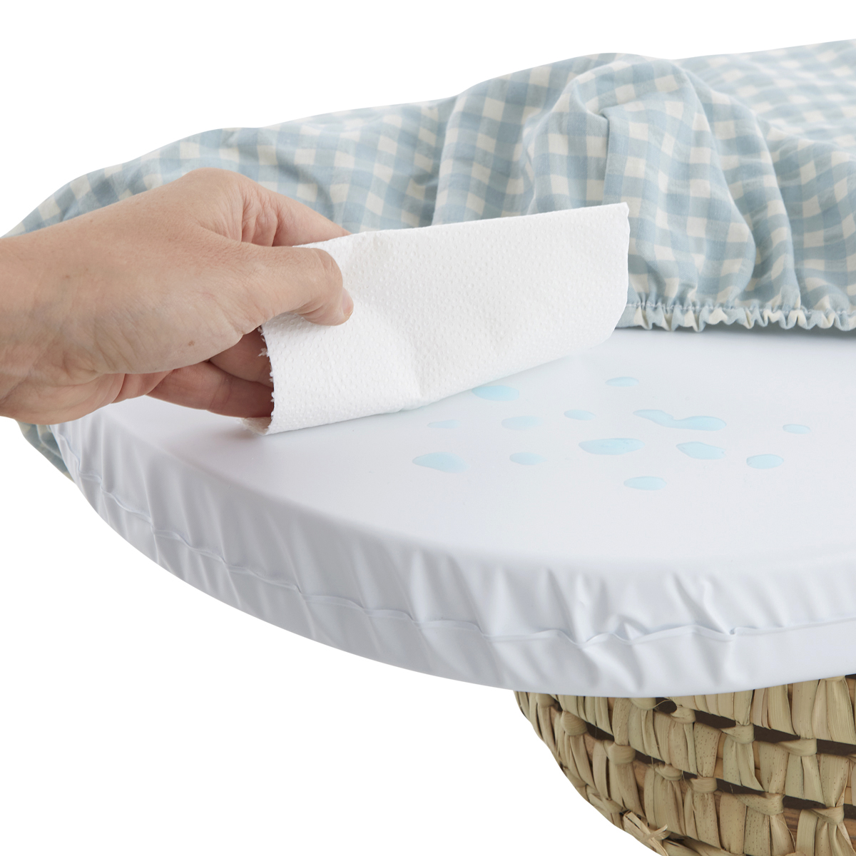 Cama EliteLounge com estampa de palmeiras + colchão impermeável + capa de colchão Vichy de eucalipto