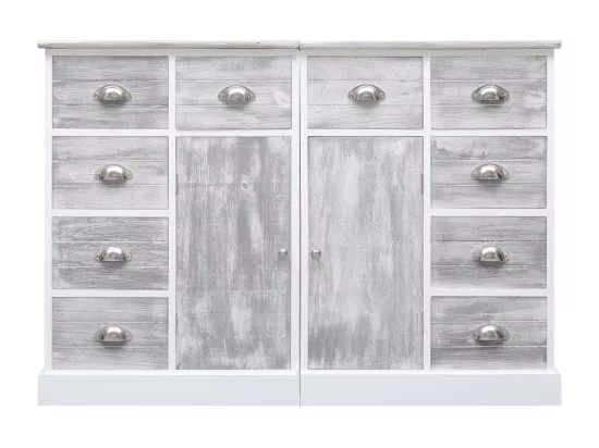 Buffet avec 10 tiroirs Gris 113x30x79 cm Bois