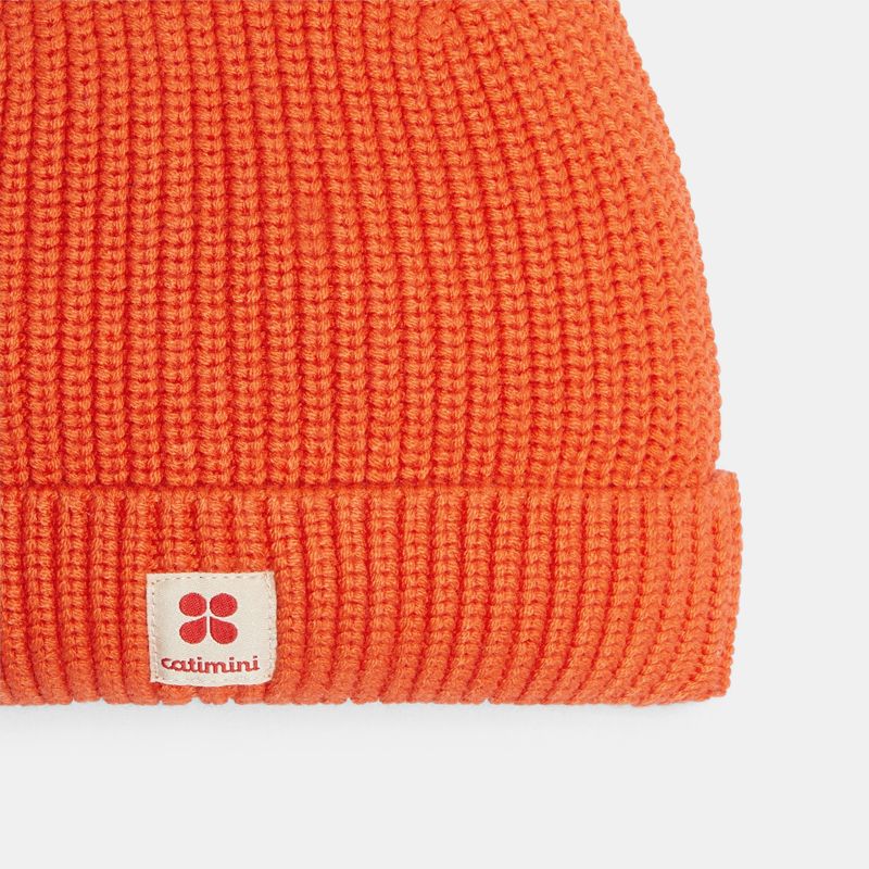 Bonnet enfant en maille tricot clémentine orange garçon Catimini Orange