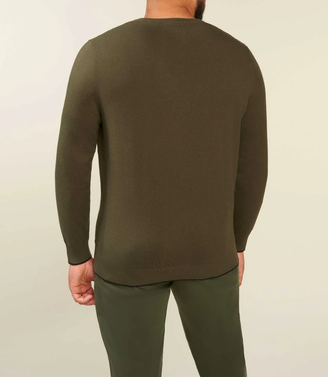 Pull col V coton cachemire kaki BRENTBT