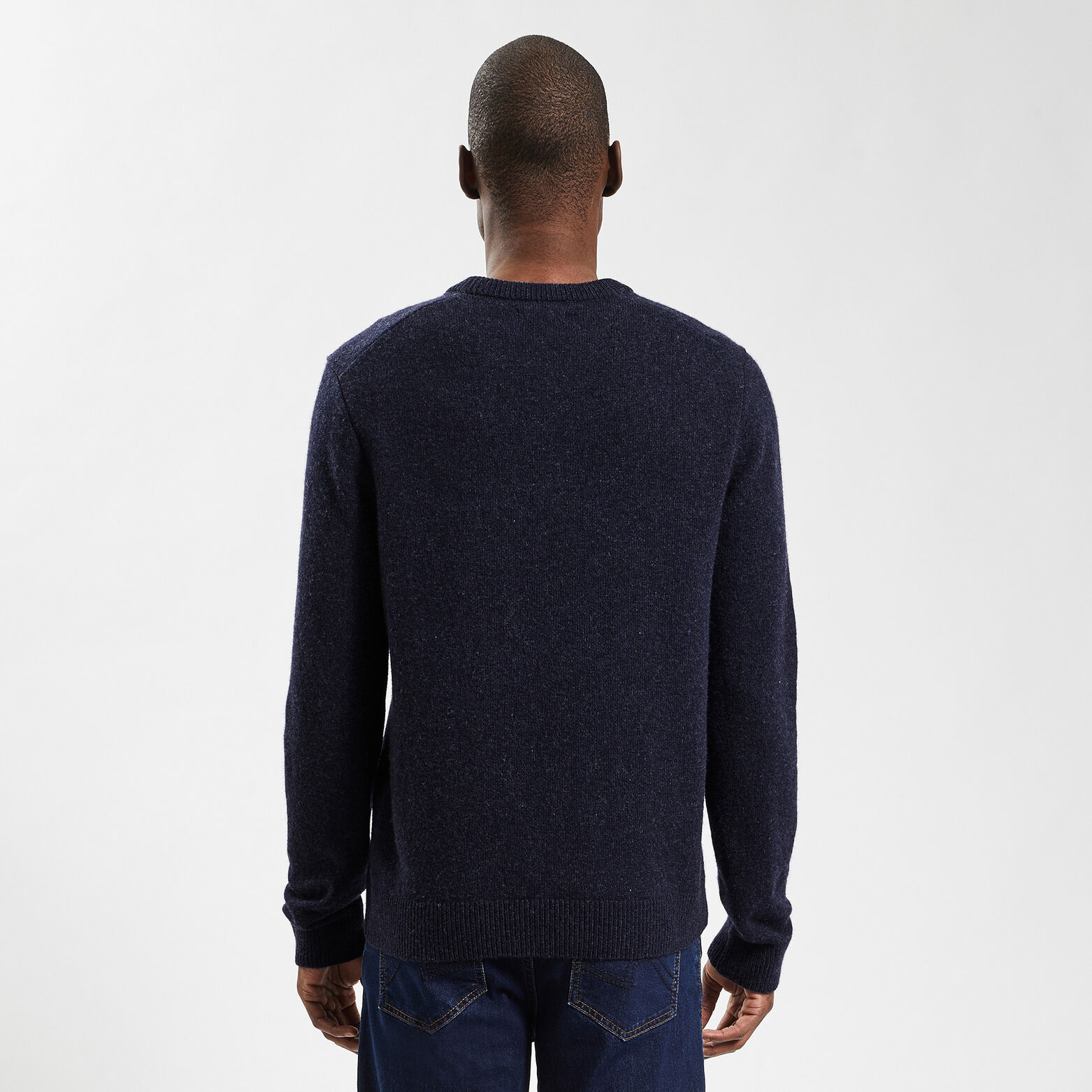 Pull à col rond uni Bleu moyen