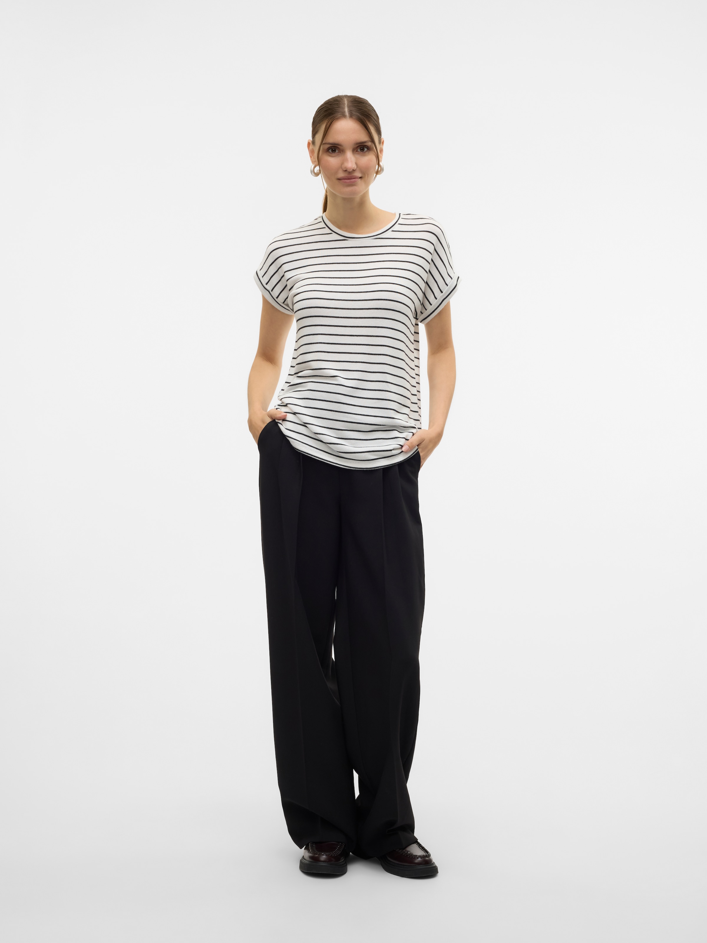 Vero Moda Kurzarmpullover »VMBRIANNA SS O-NECK PULLOVER BOO  REP«, mit Umschlagsaum am Kurzarm