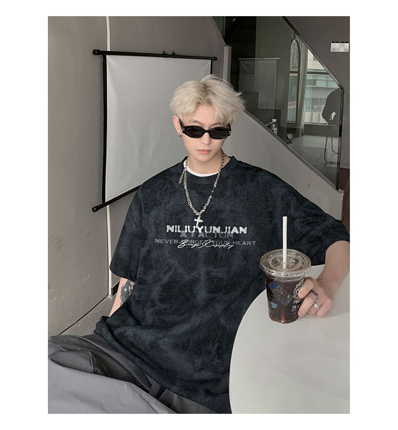 Dandyluxe - T-shirt met korte mouwen, ronde hals en tie-dye print