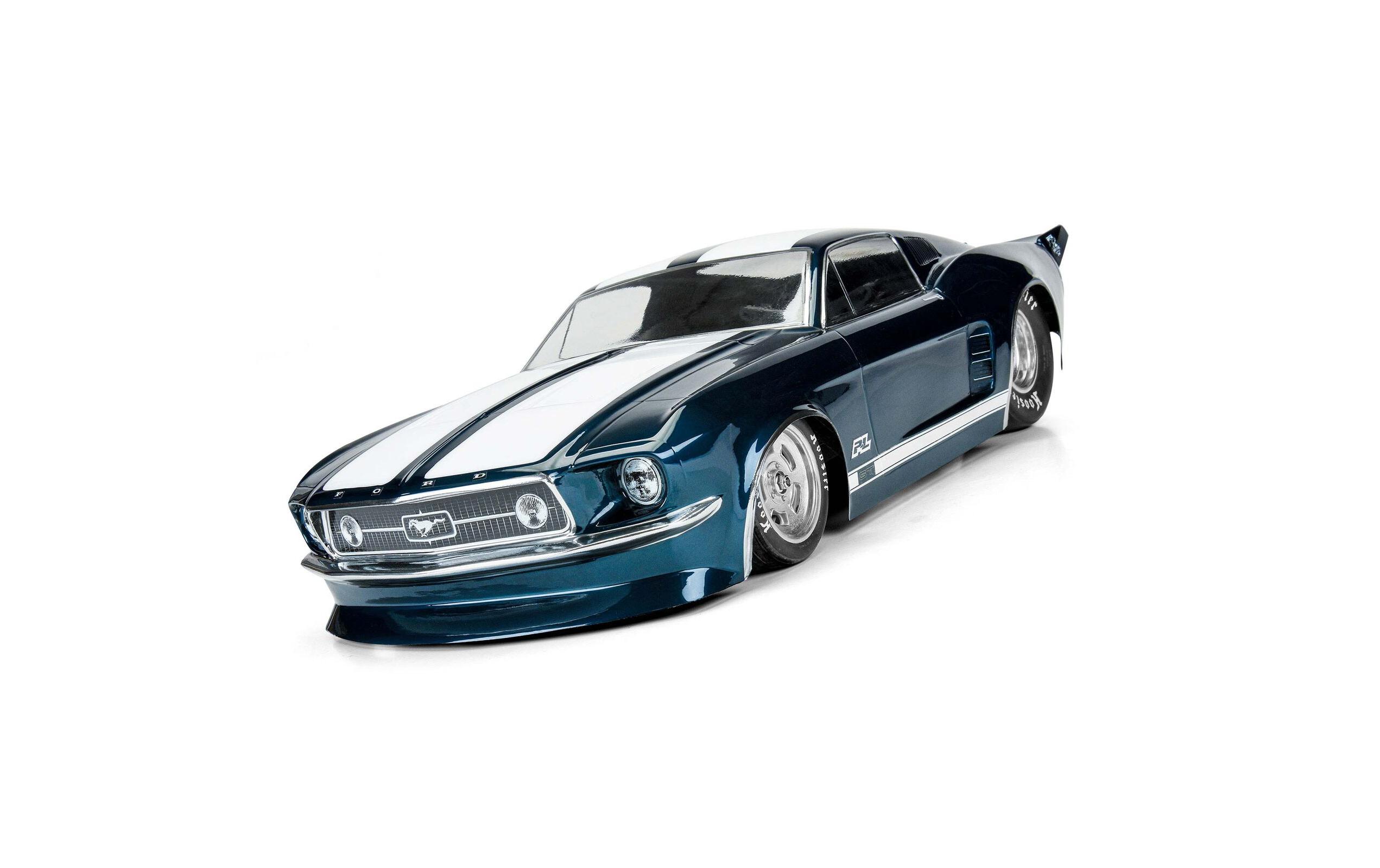 Karosserie Ford Mustang 1967 Drag unlackiert, 1:10Dragster Karosserie, ideal für Losi 22S