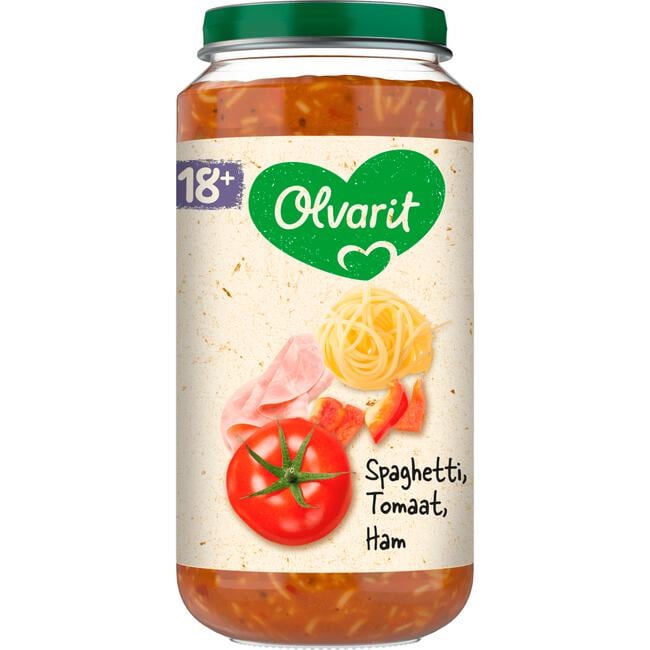 Olvarit Spaghetti Tomaat Ham Babyhapje 18+ maanden 250 GR