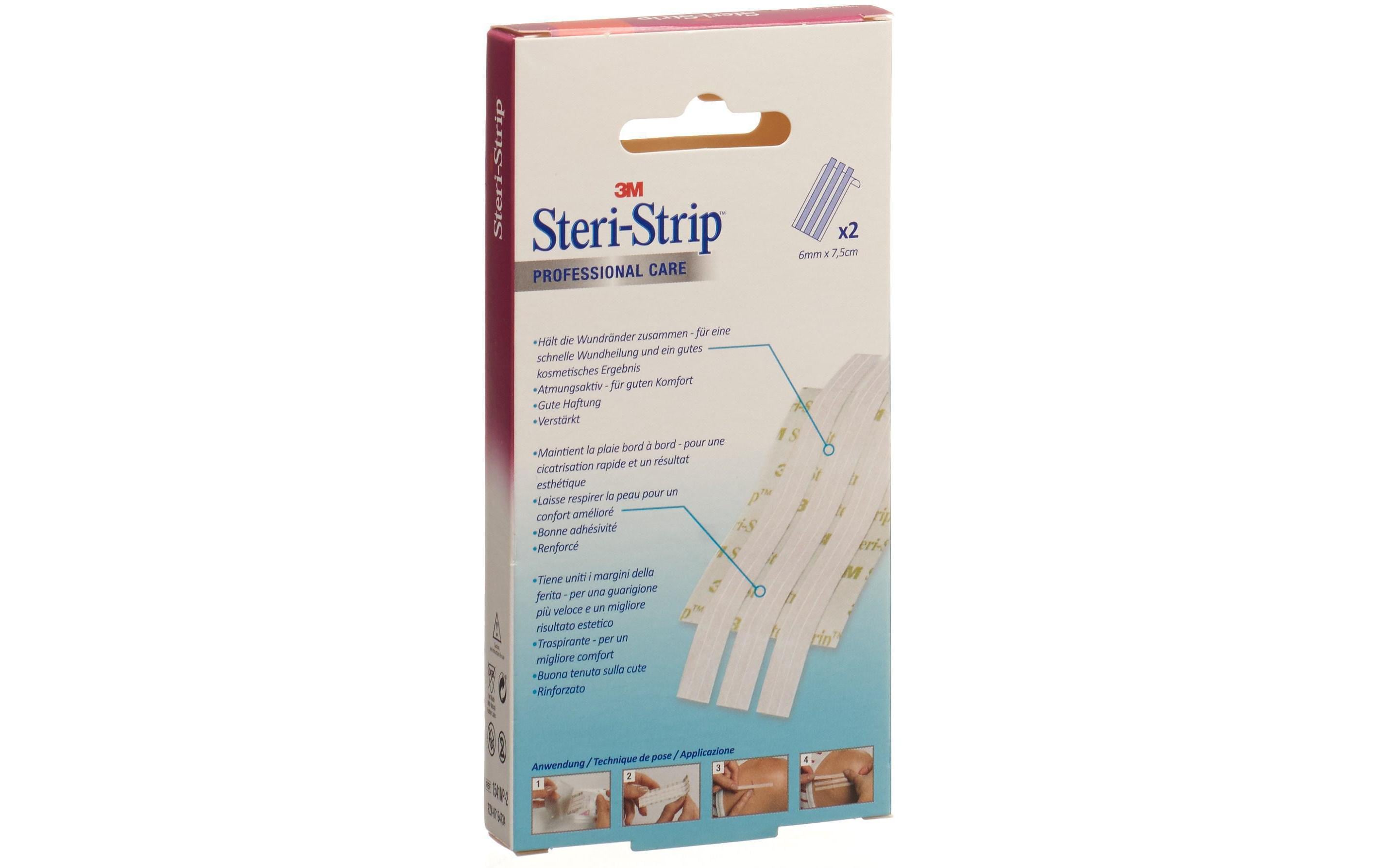 Wundverschlussstreifen weiss 6 x 75 mm, 6 StückProfessionelle Wundnahtstreifen