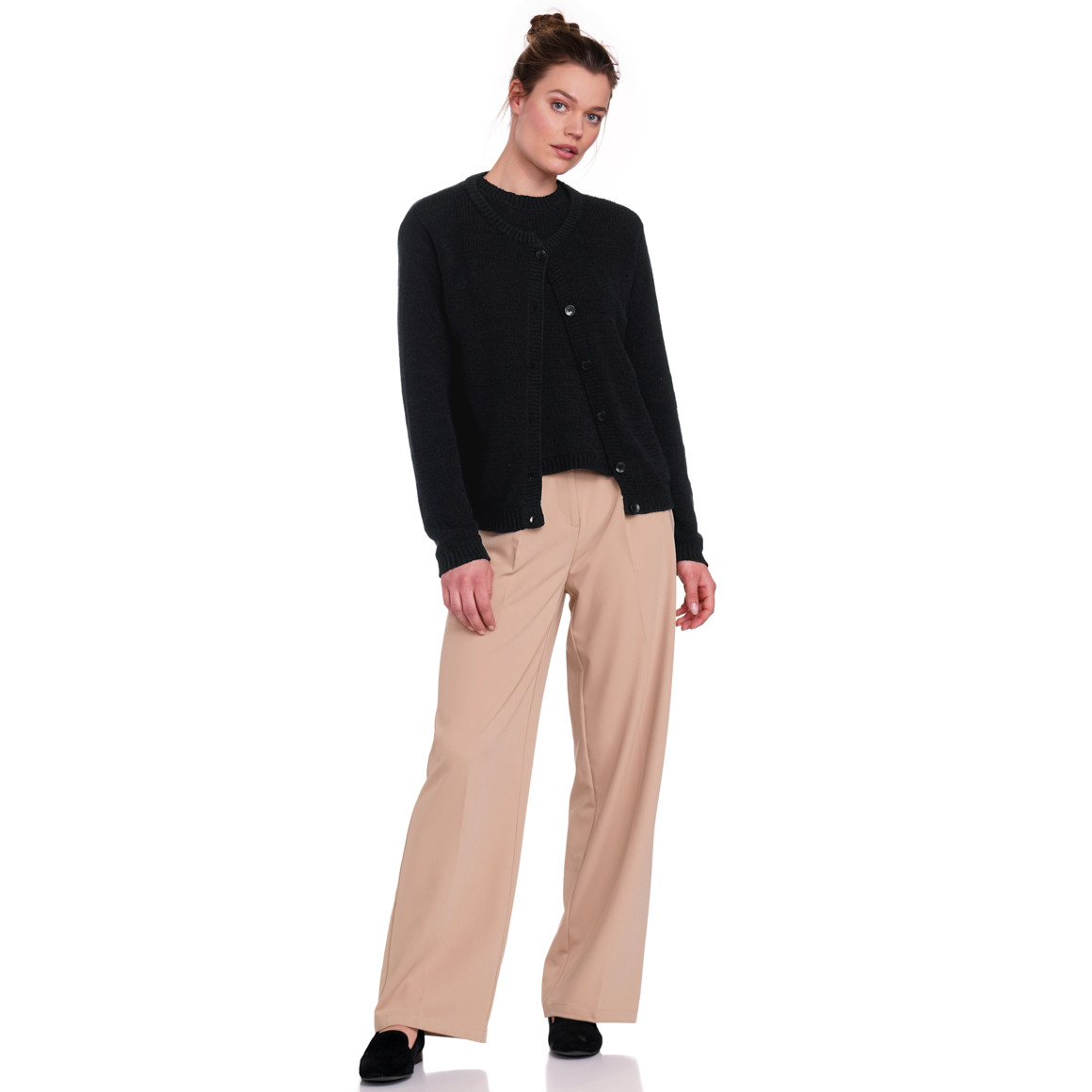 Gina Benotti Damen Strickjacke mit Knopfleiste schwarz