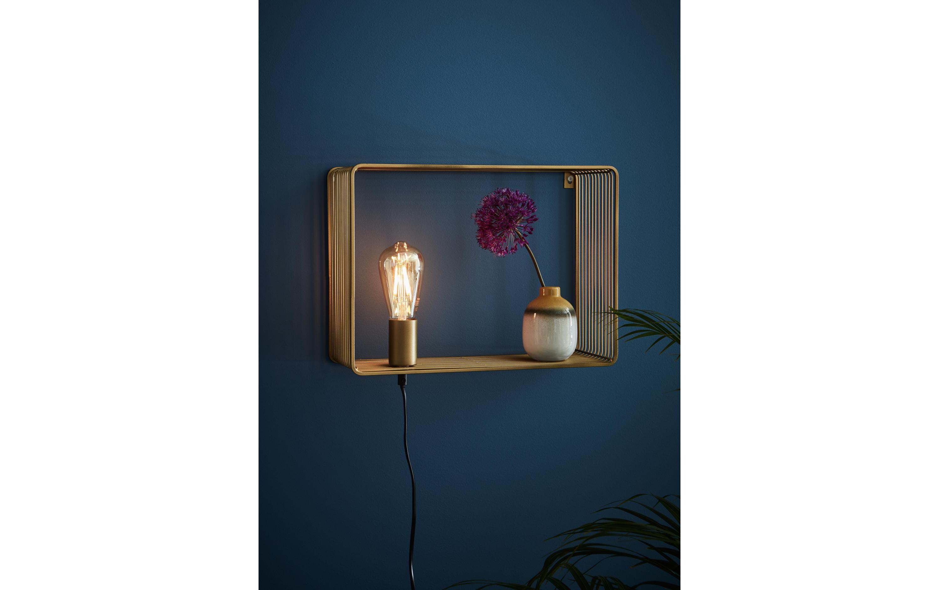 Wandleuchte SHELF 1L 1x E27, GoldDekorative Leuchte mit Ablagefläche