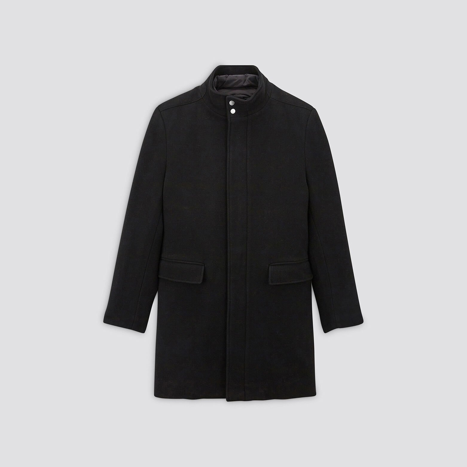 Manteau en laine col montant Noir