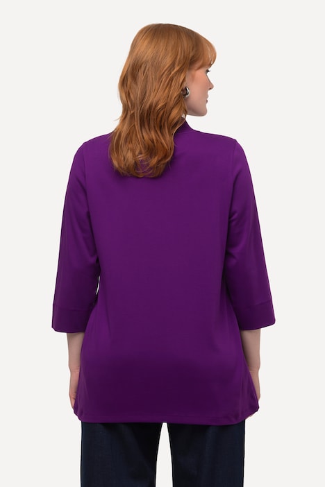 Shirt, A-Linie, Stehkragen, 3/4-Arm, Pima Cotton