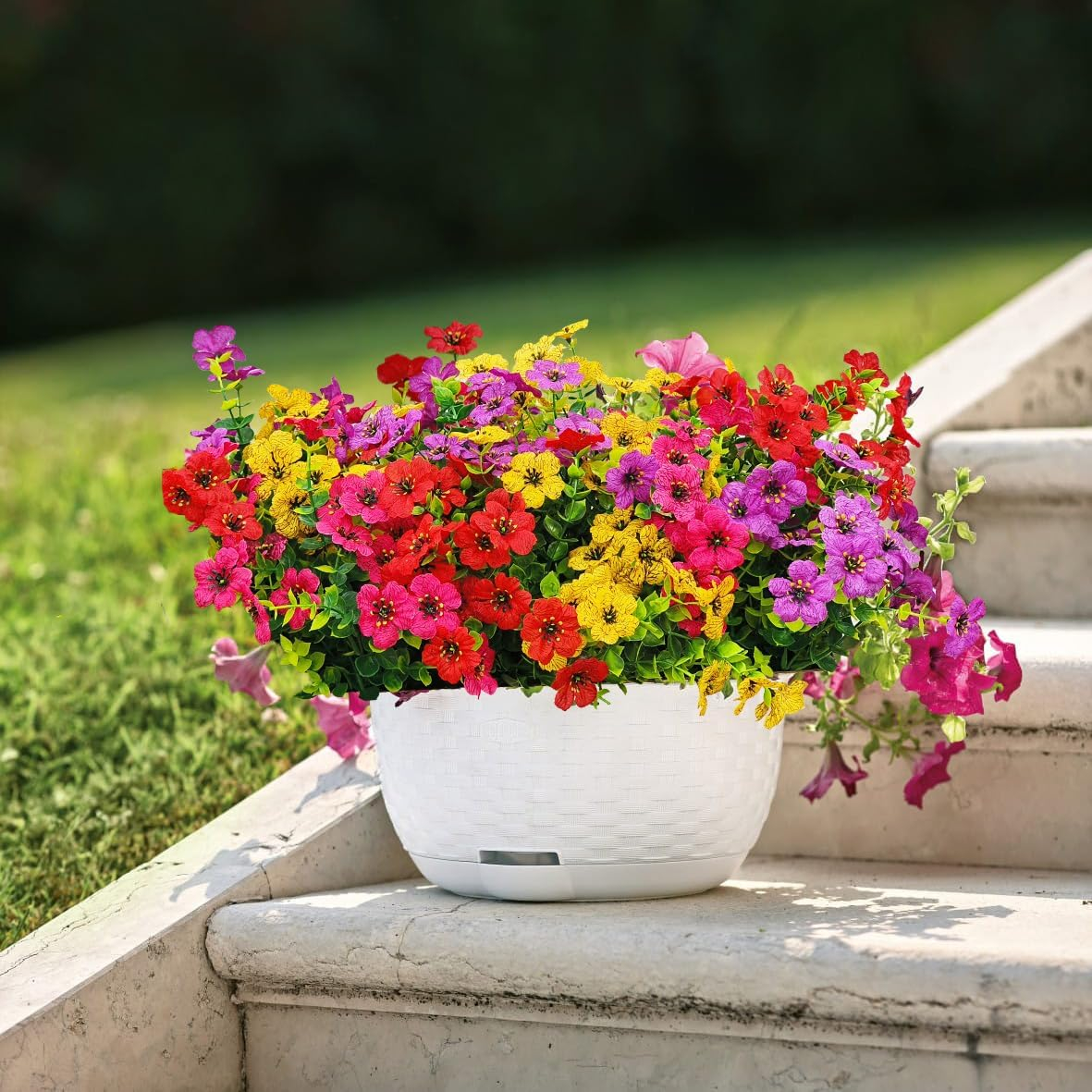 (35cm) Deko Kunstpflanze Zauberglöckchen Home Blumenstrauss mit Erdspiess - Bunt