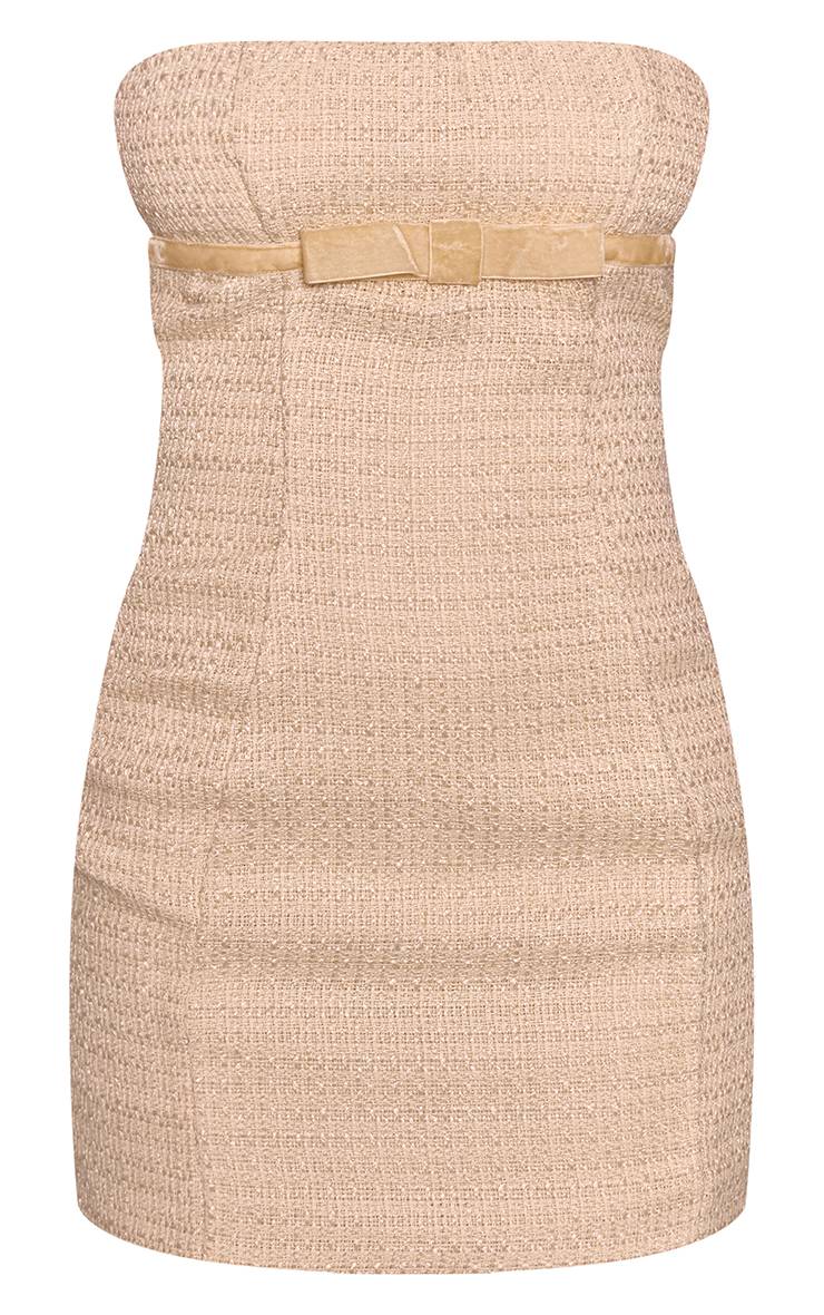 Citron Robe Mini Bandeau En Bouclé Avec Détail Nœud