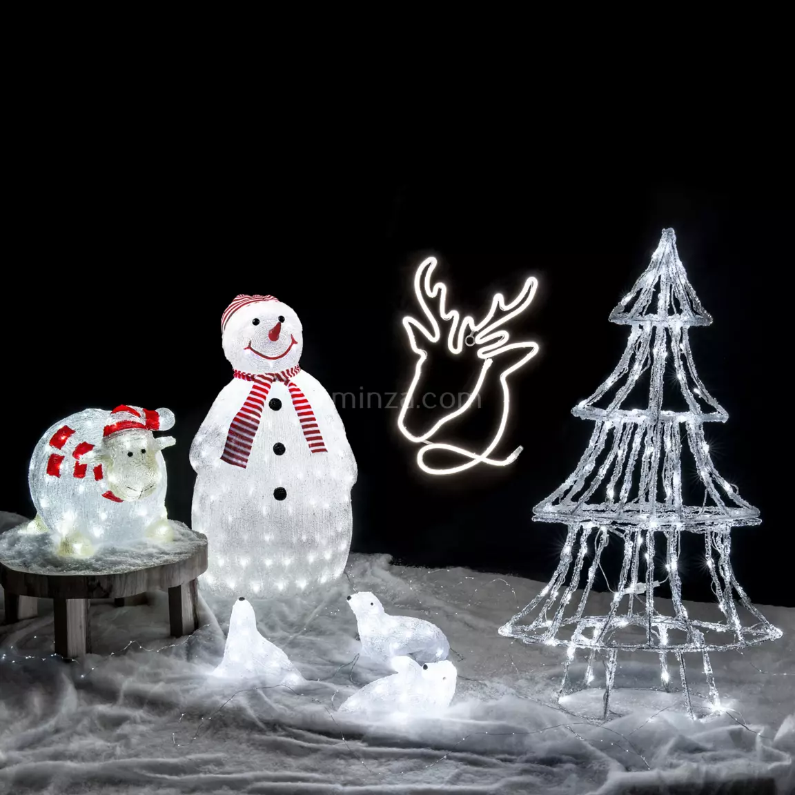 Bonhomme de neige lumineux 160 LED (H80 cm) Topek Blanc froid
