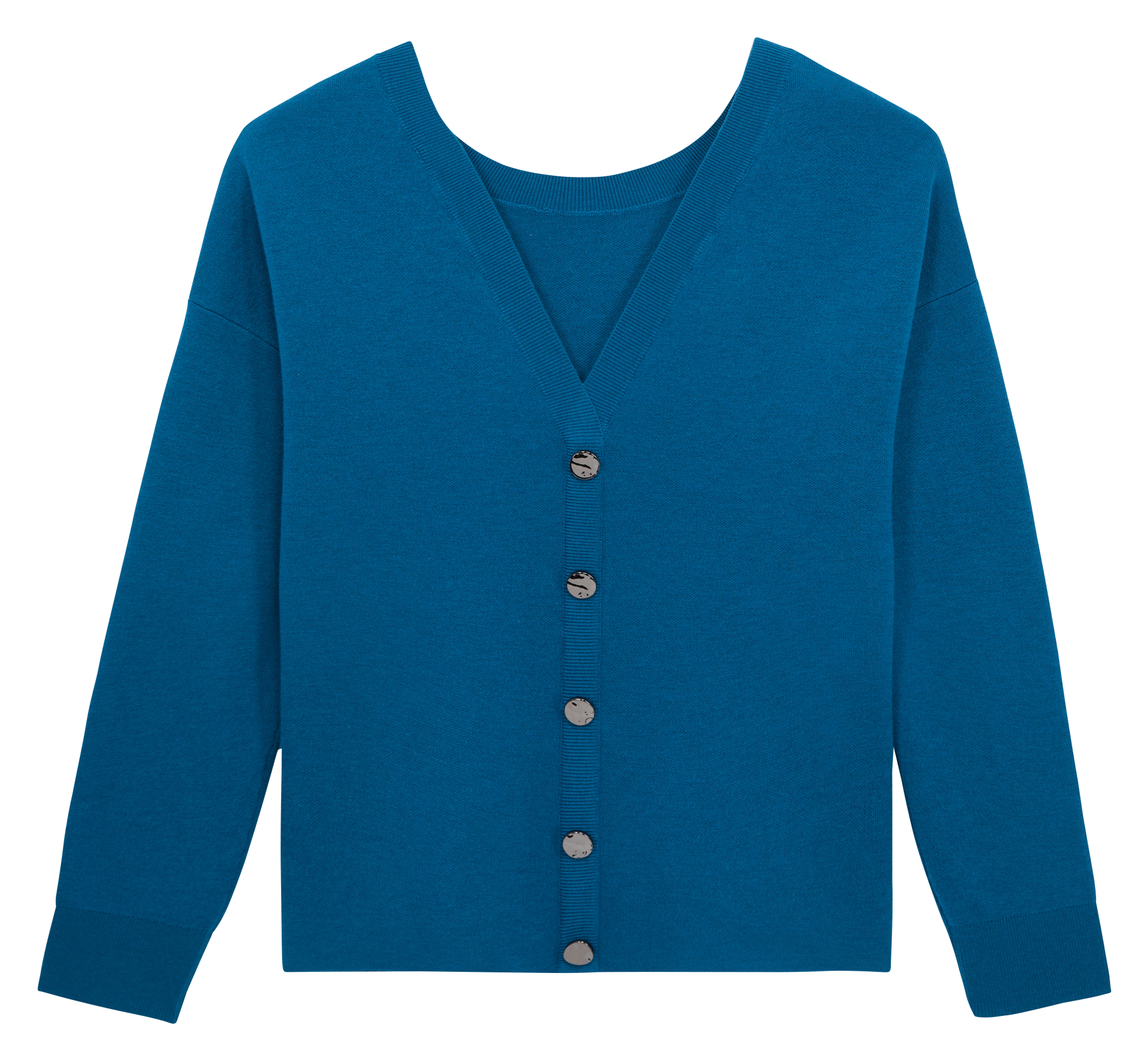 Pull col rond en laine mélangée| Bleu