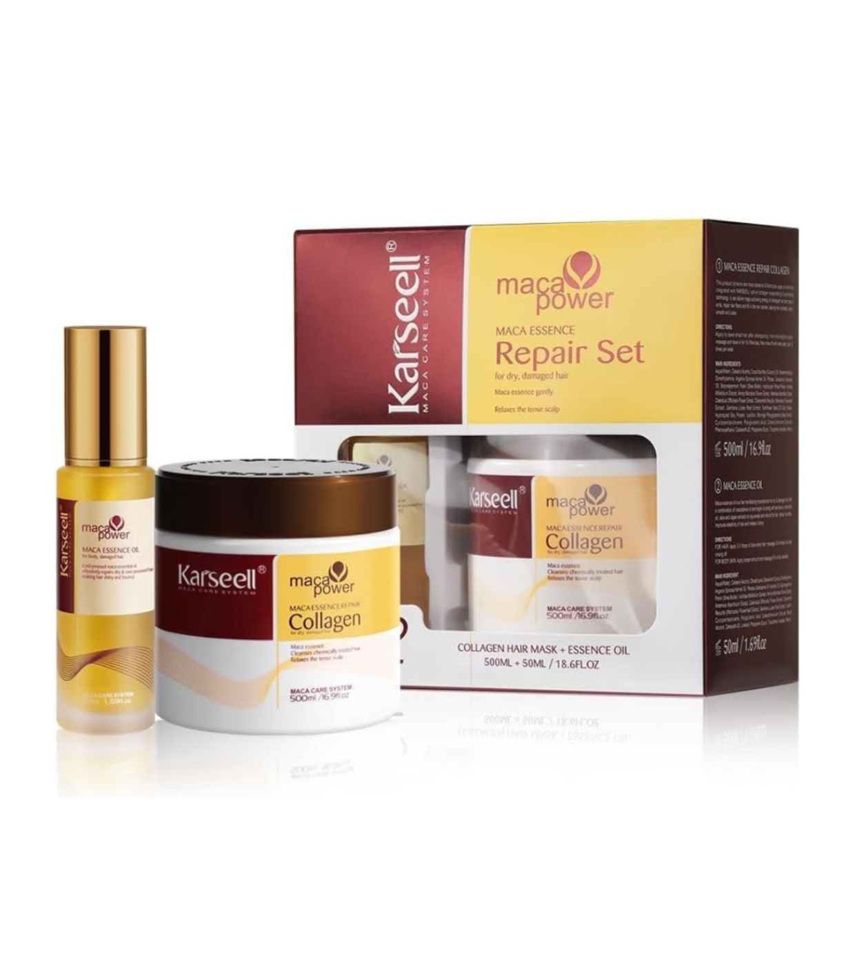Karseell - *Maca Power* - Conjunto de tratamento reparador Máscara + Óleo Sérum