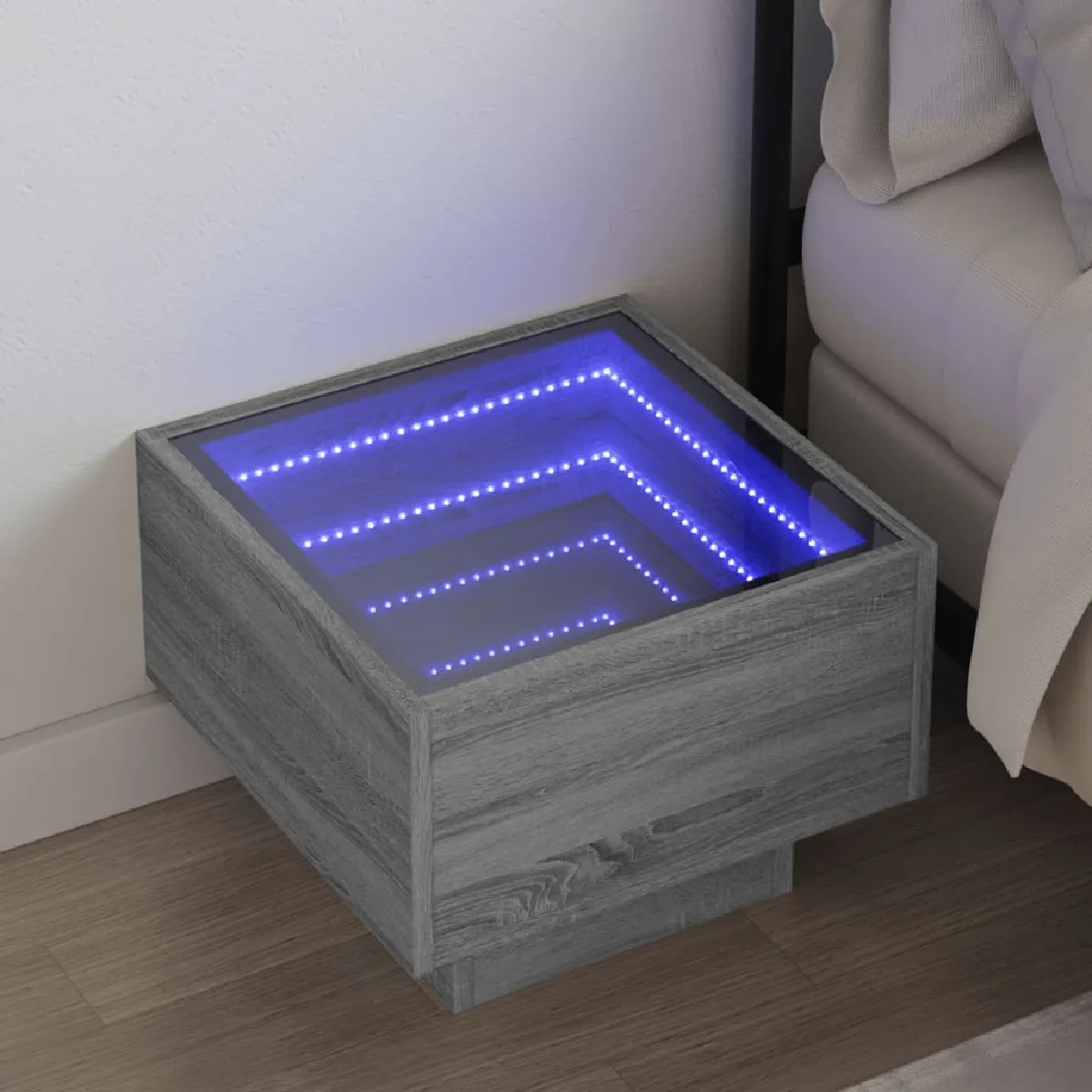 VIDAXL Table de chevet LED - Sonoma Gris