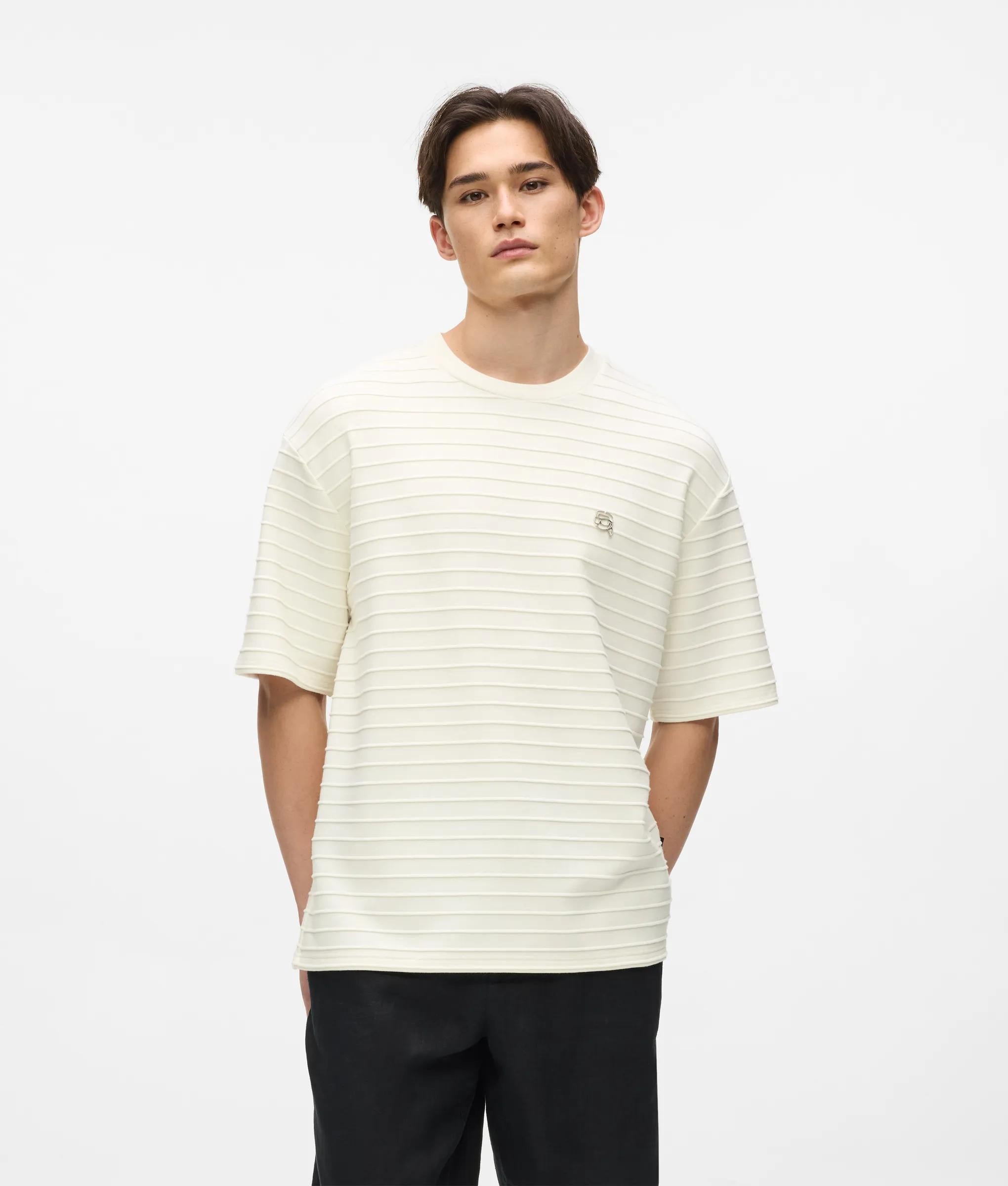 Ikon gestreept t-shirt met textuur