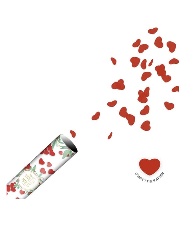 Red Heart Confetti Cannon 40 cm. Size-Standard