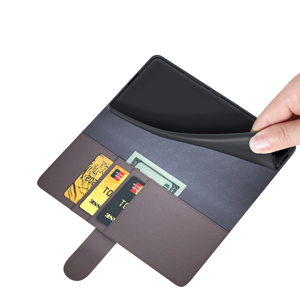 Samsung Galaxy A52s 5G / A52 (5G) Echtleder Tasche Hülle Flip Cover mit Kartenfach - Schwarz