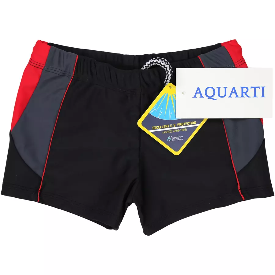 Aquarti Jungen Kurze Badehose mit Einsätzen Seitlich rot