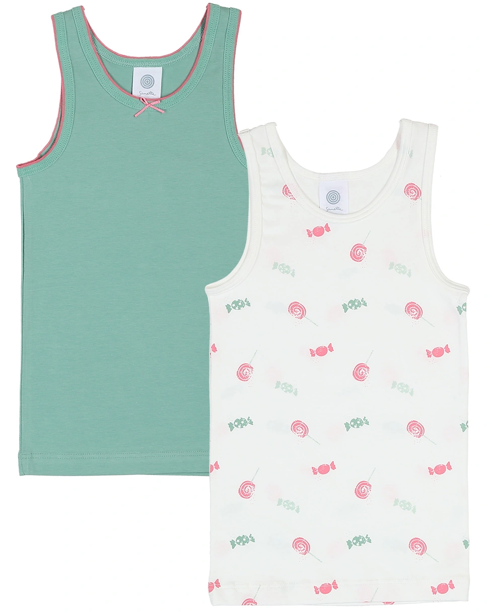 Unterhemd SWEETS 2er-Pack in white pebble/green