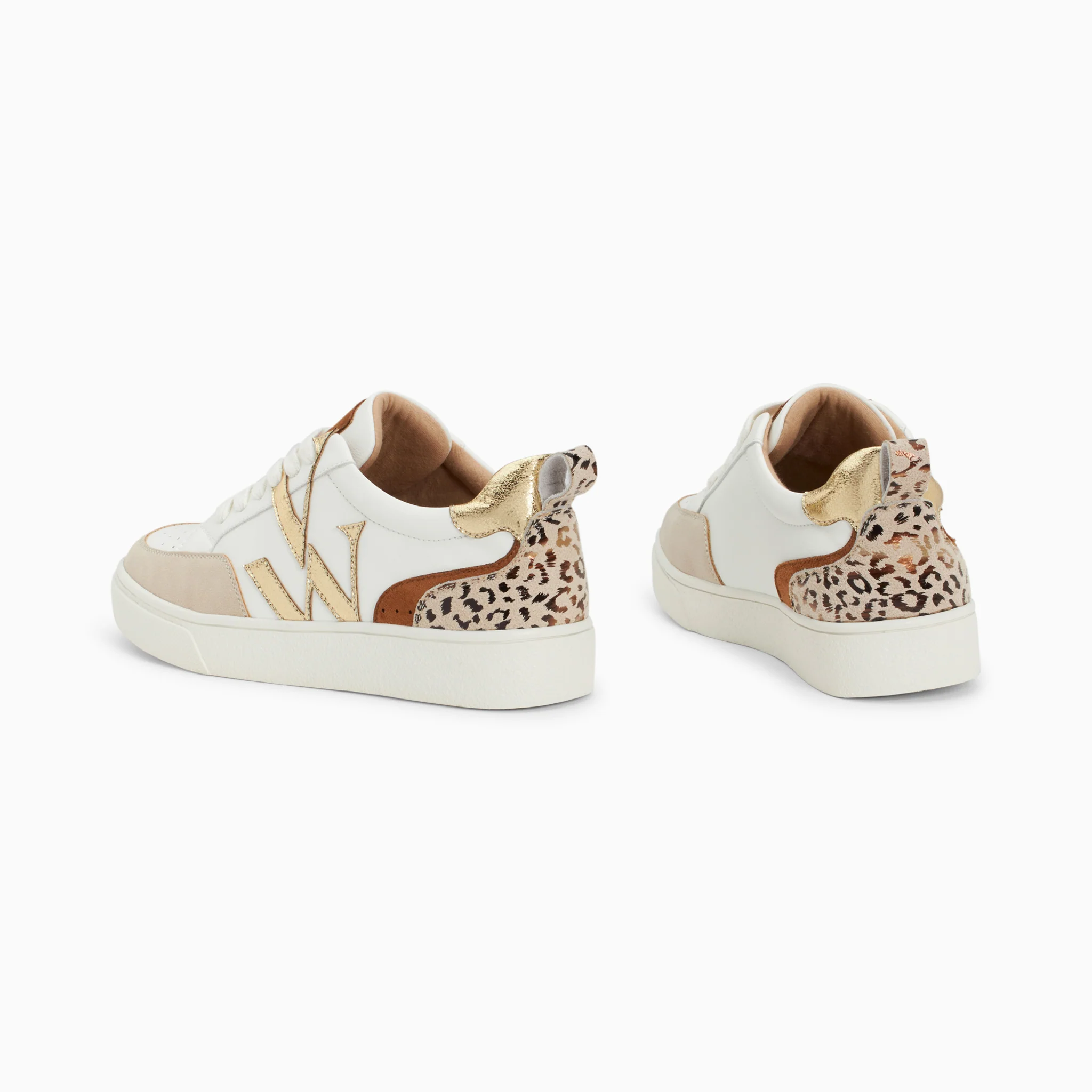 Sneakers-Baskets monogramme Luna blanc et or