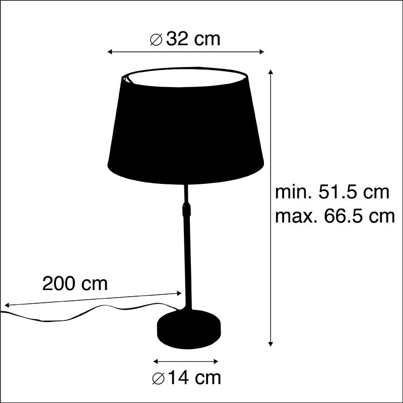Tafellamp zwart met kap zwart met goud 35 cm - Parte