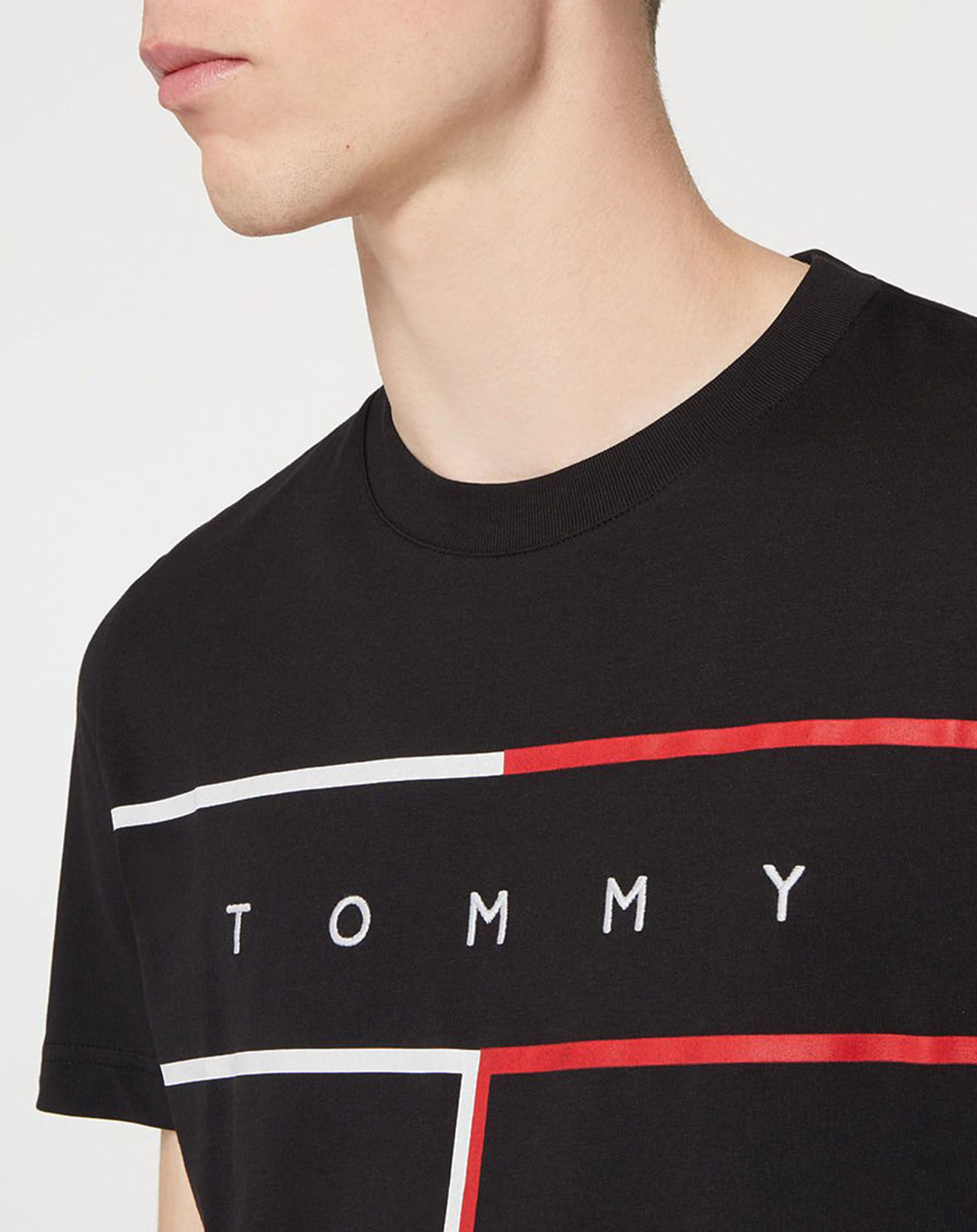 Tommy Hilfiger T-Shirt 100% Coton Bio Large Flag noir