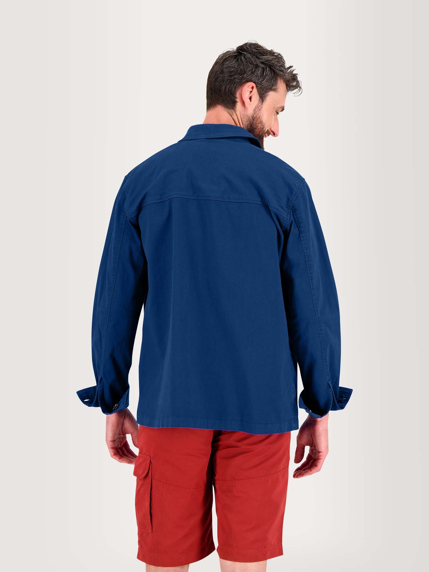 Veste Homme Boutonnée Coton Bleu Foncé