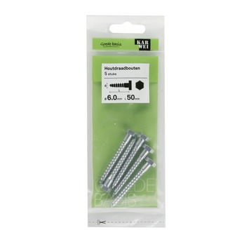 KARWEI houtdraadbout M6x50 mm 5 stuks