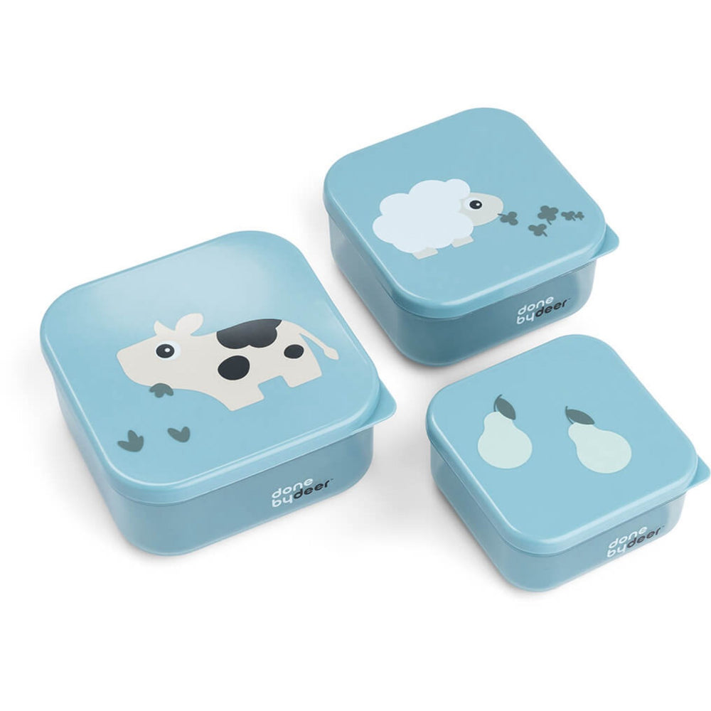 Køb DonebyDeer Blå Snack boks Sæt 3 stk. Tiny farm