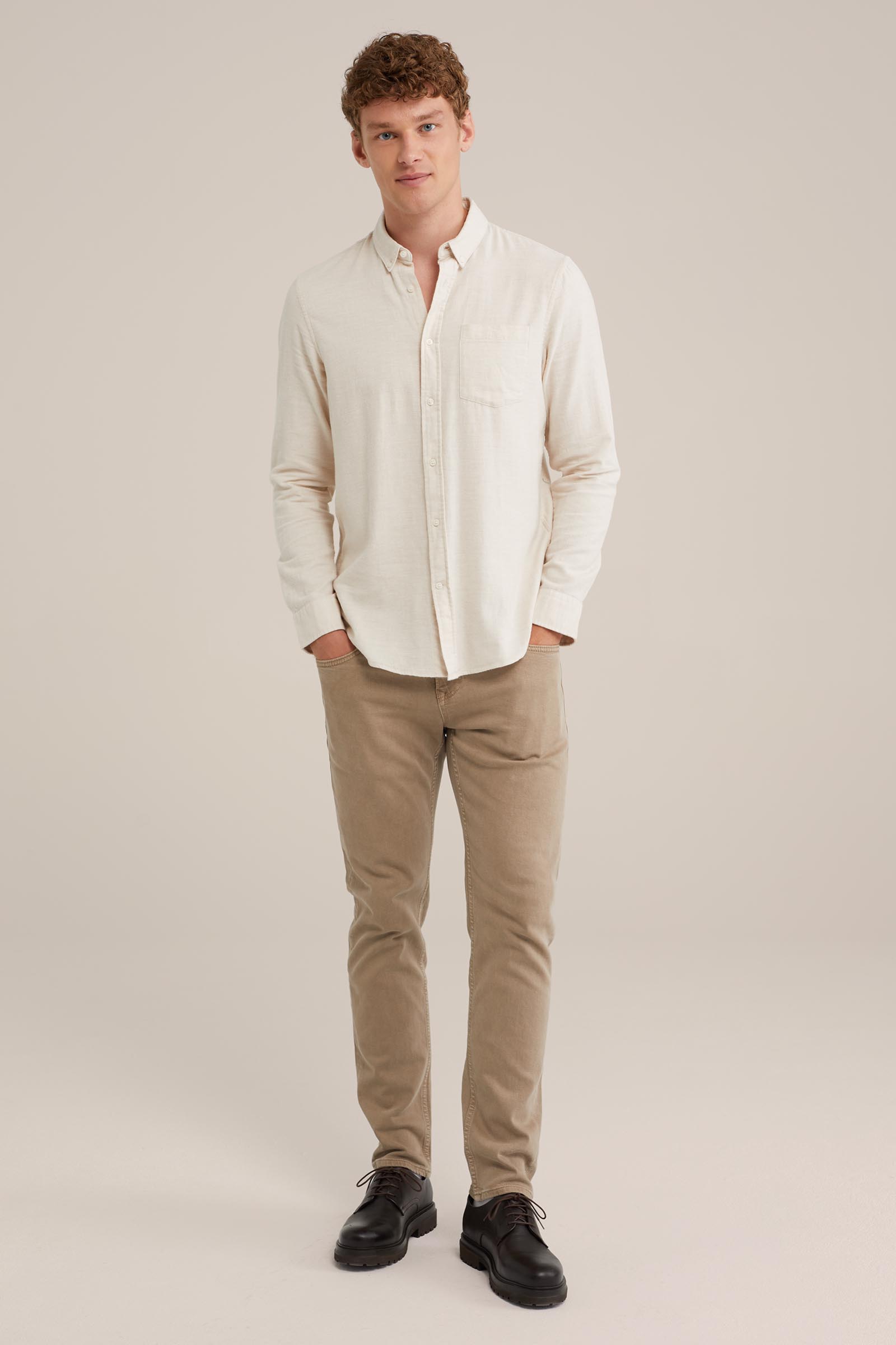 flanellen overhemd WE Fashion Beige