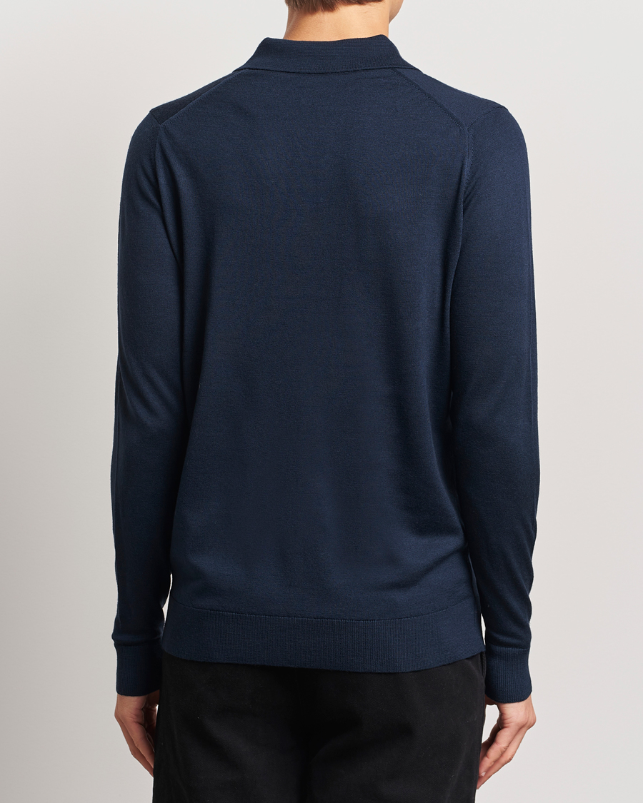 Sunspel Long Sleeve Polo Navy