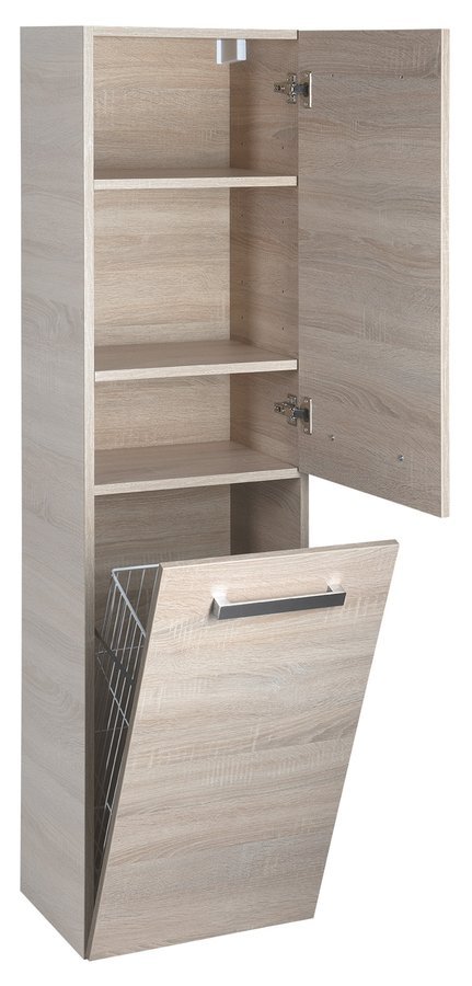 Aqualine Vega kolomkast met wasmand 150x40x31cm eiken