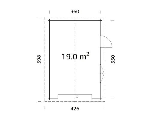 Palmako Roger enkele garage, 19,0 m², met sectionaaldeur 426 x 598 cm, natuurlijke afwerking