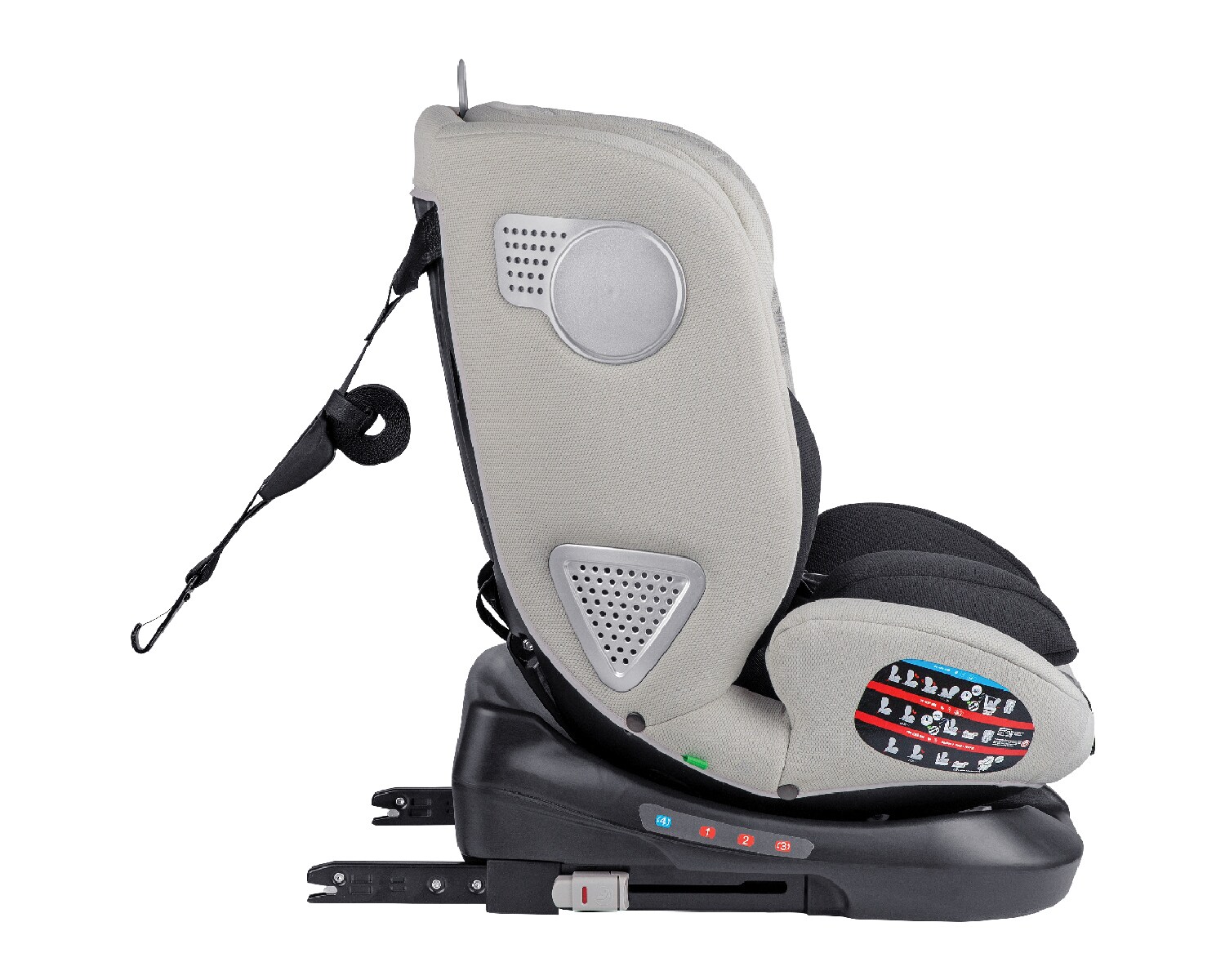 Kikkaboo Kindersitz i-Moove i-Size (40-150cm) Isofix 360-Grad-Drehung Kopfstütze hellgrau