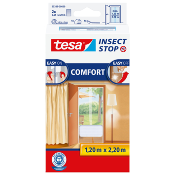 tesa Insect Stop deurhor met klittenband Comfort 65x220 cm wit 2 stuks