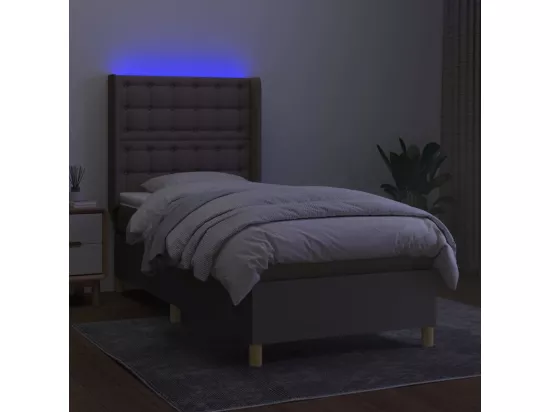 Sommier tapissier avec matelas et LED Taupe 90x190 cm Tissu